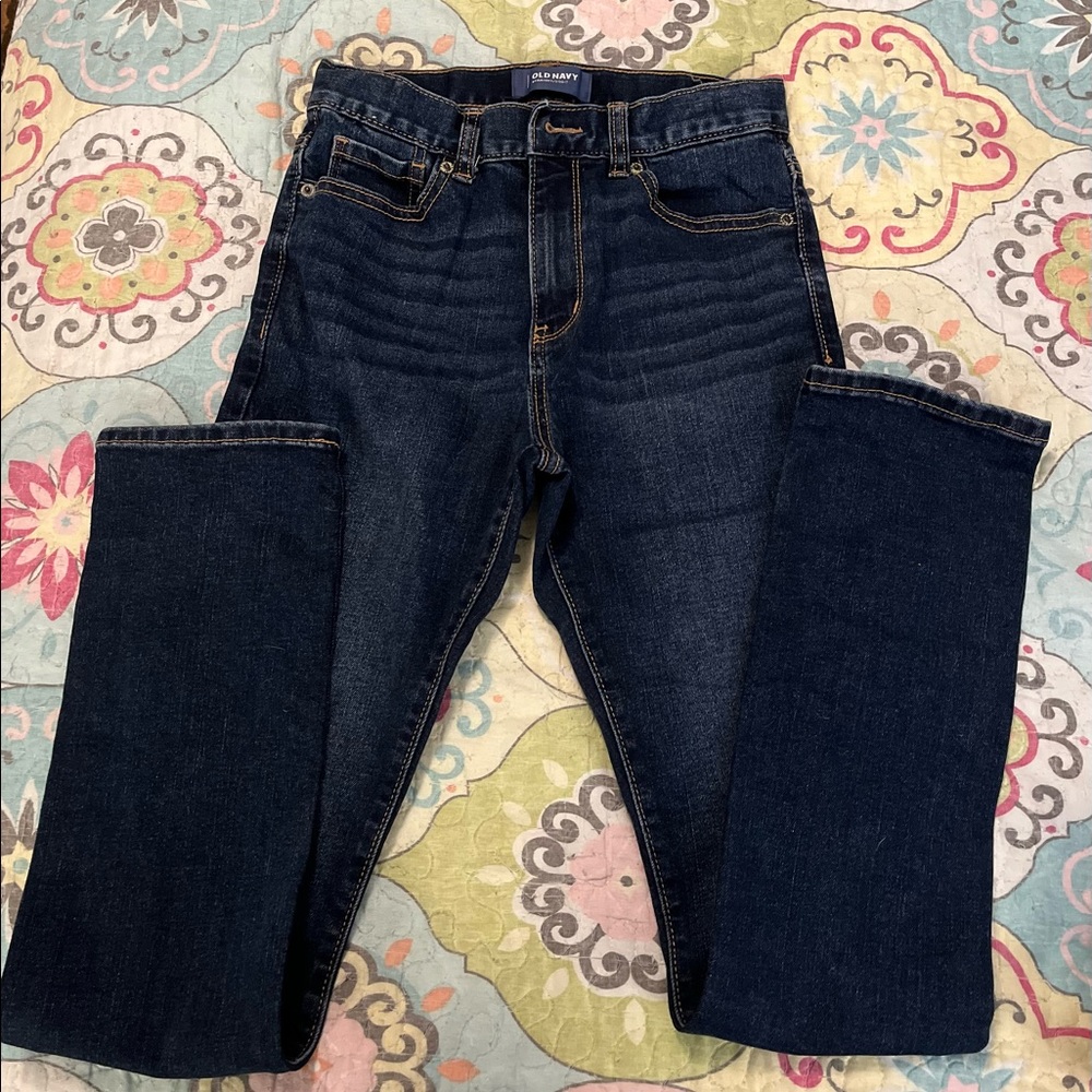 Old Navy 14 Slim (boys) Flex Straight dark wash jeans. Adjustable.